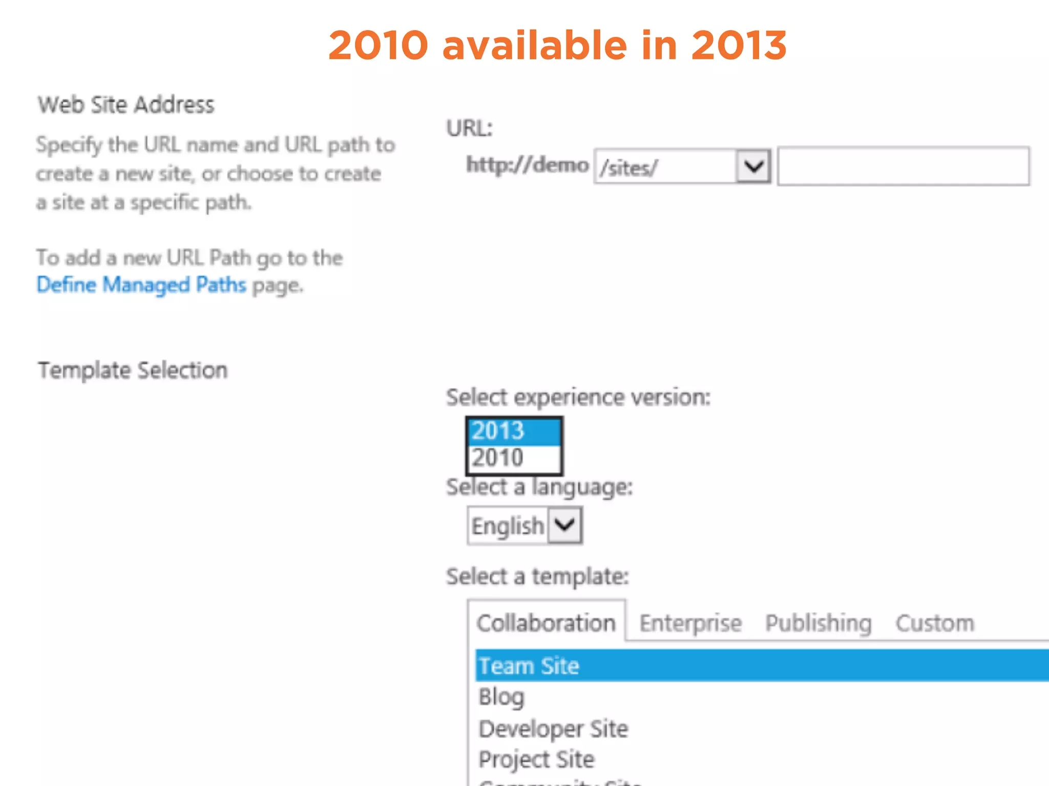 2010 available in 2013
 