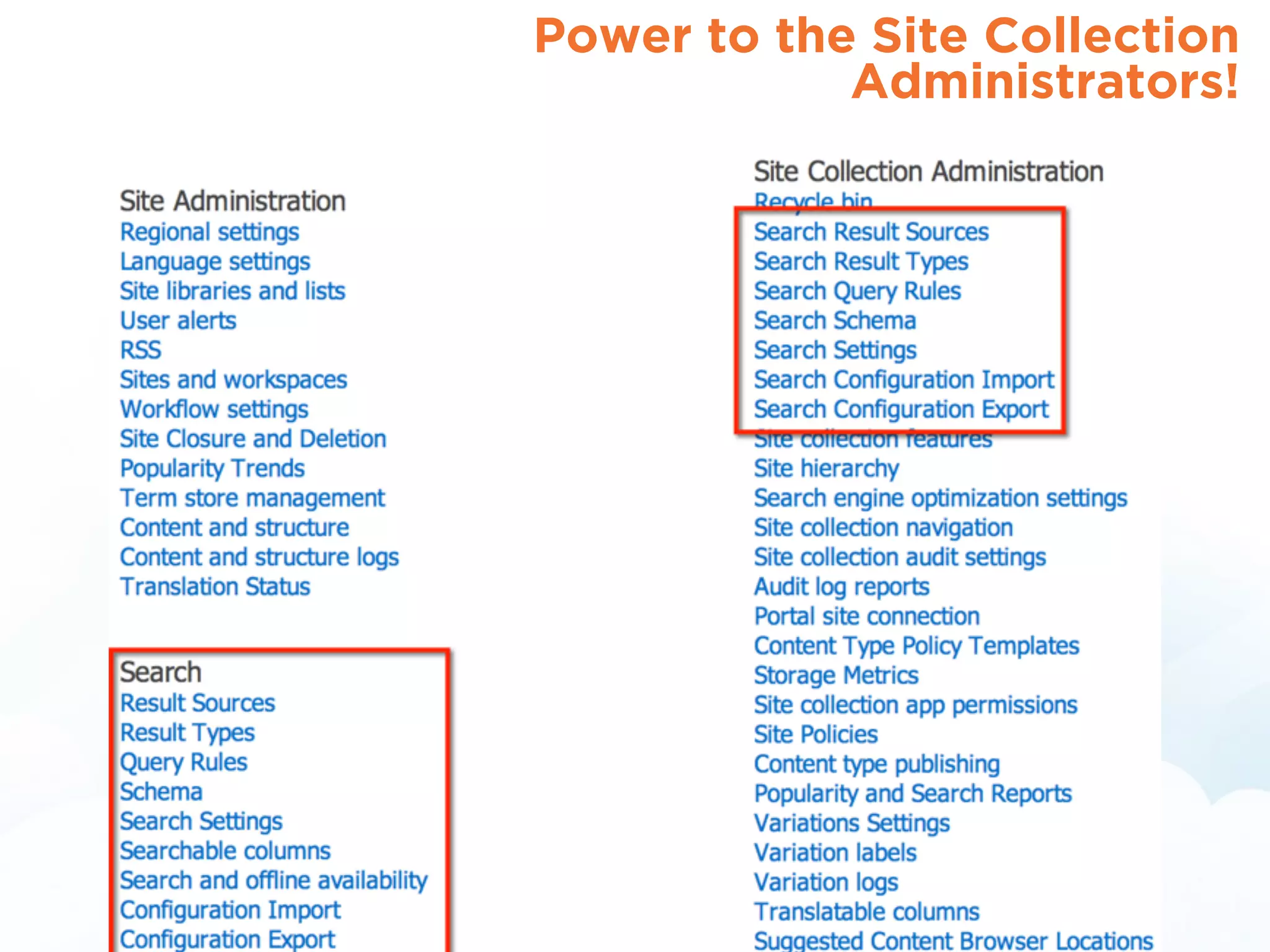 Power to the Site Collection
Administrators!
 
