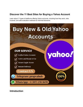 11 Best Platforms for Buying Yahoo Accounts Safely | PDF