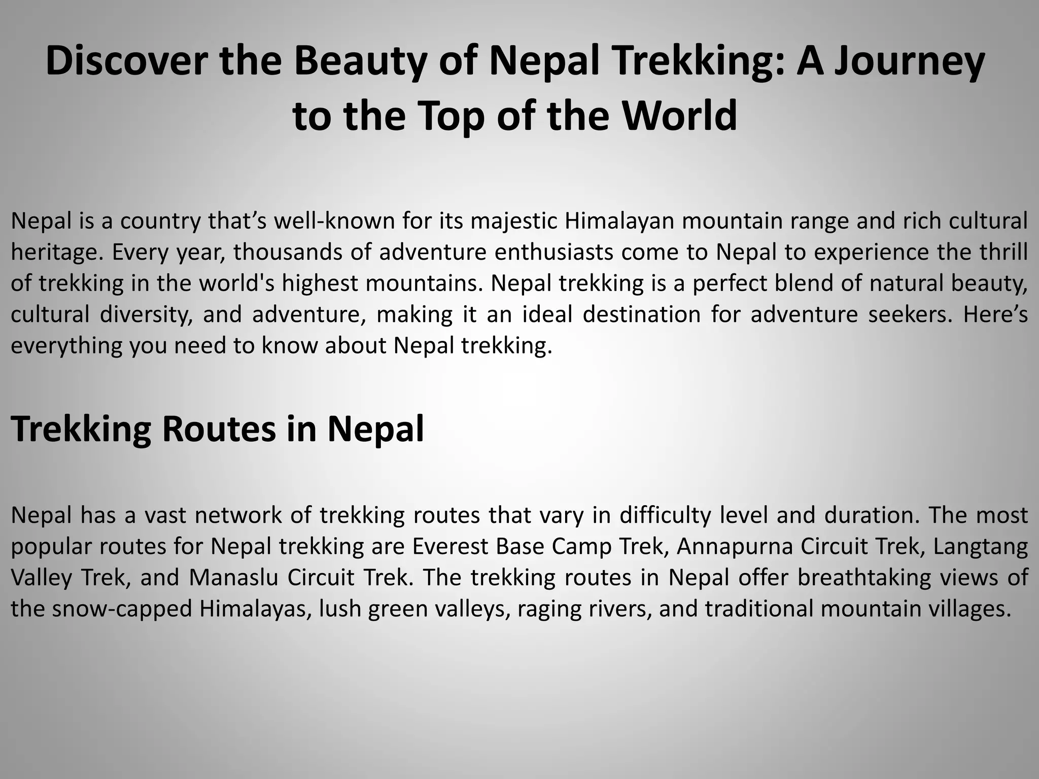 Discover the Beauty of Nepal Trekking A Journey to the Top of the World 