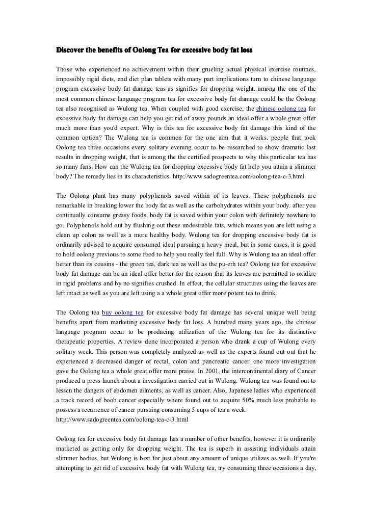 Discover the benefits of oolong tea for excessive body fat loss