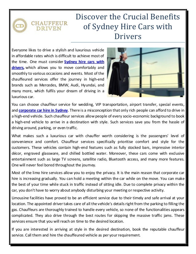 Discover the crucial benefits of sydney hire cars with drivers