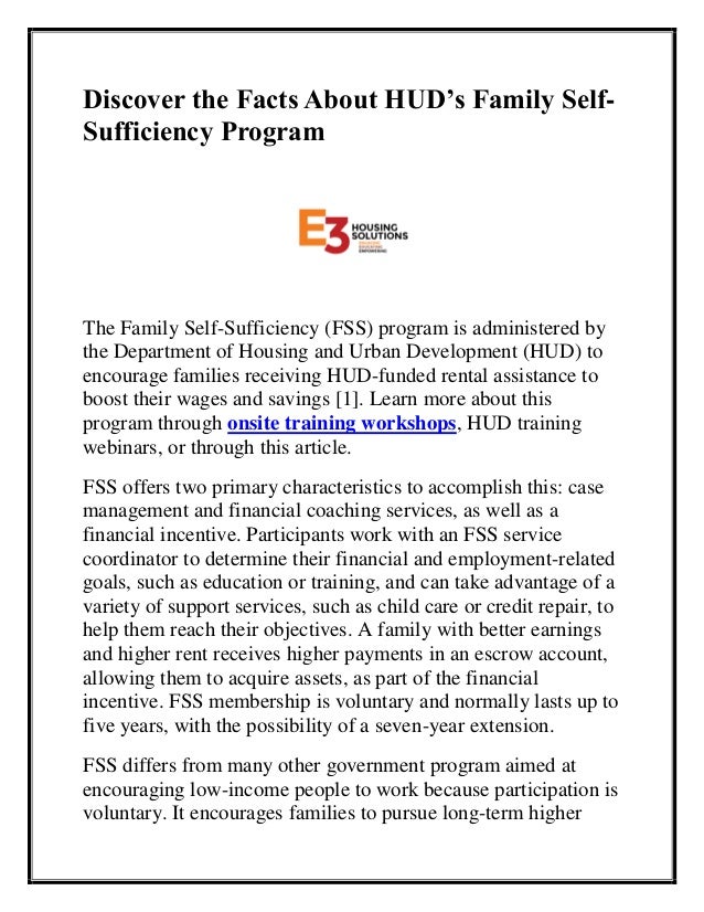 Discover the Facts About HUD’s Family SelfSufficiency Program