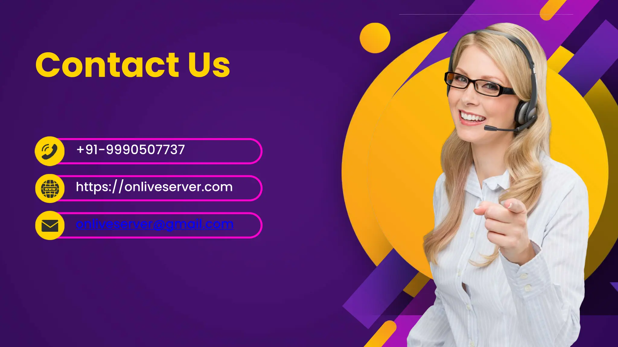 Contact Us
onliveserver@gmail.com
+91-9990507737
https://onliveserver.com
 