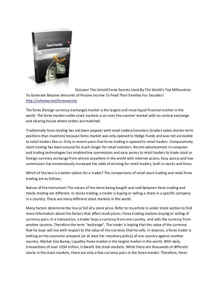 Discover The Untold Forex Secrets Used By The World - 