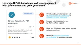 42
Leverage UiPath knowledge to drive engagement
with your content and grow your brand
Offer trusted automation content wi...