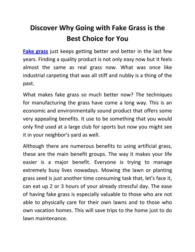 Discover Why Going with Fake Grass is the Best Choice for You.pdf