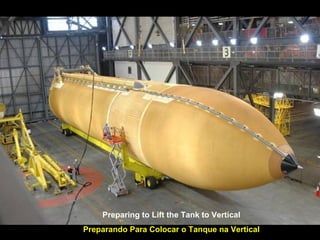 Preparing to Lift the Tank to Vertical Preparando Para Colocar o Tanque na Vertical 