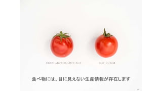 食べ物には、目に見えない生産情報が存在します
テコロテファーム直送／オースティン郊外／オーガニック ウォルマート／メキシコ産
44
 