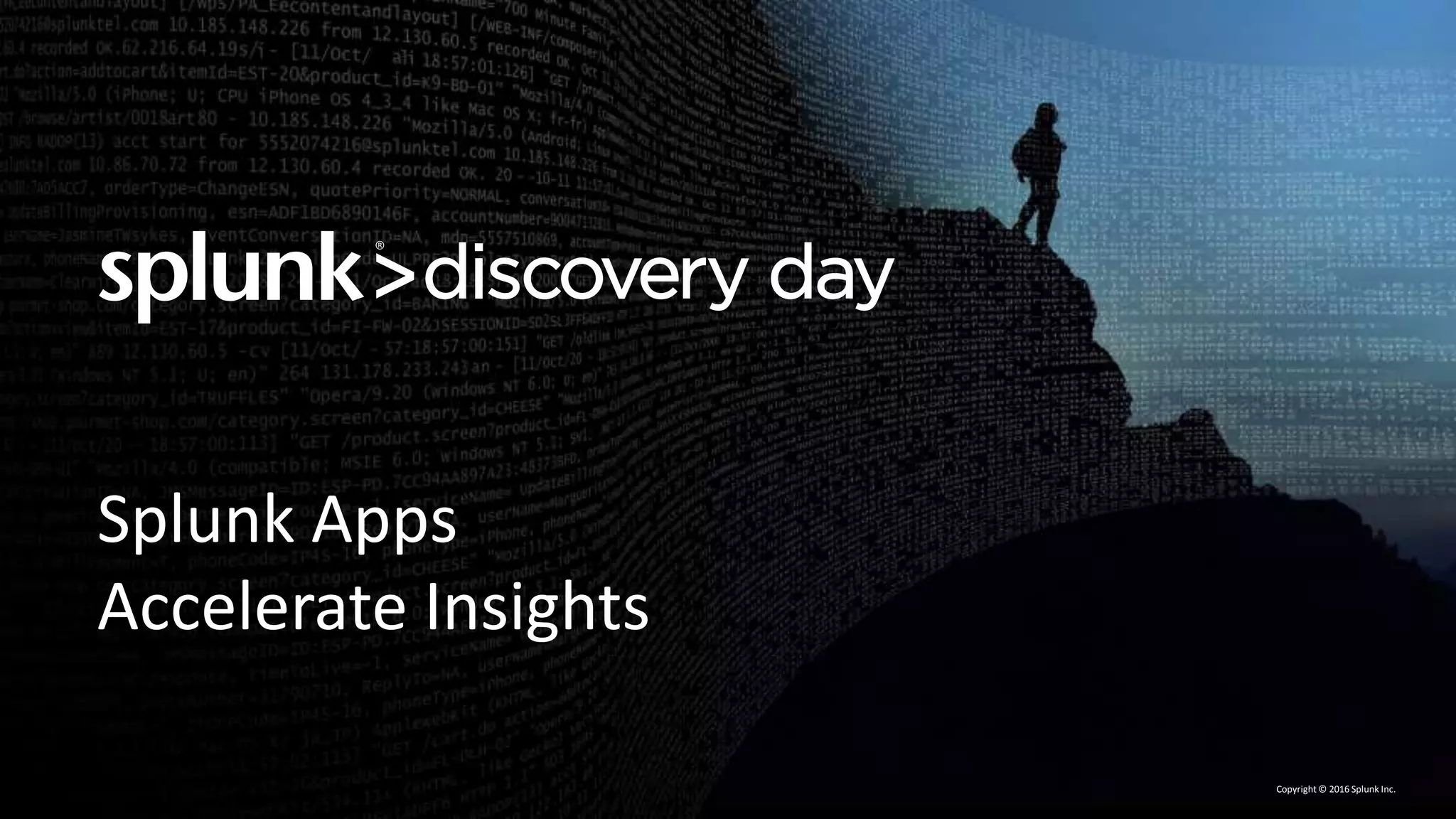 Copyright © 2016 Splunk Inc.
Splunk Apps
Accelerate Insights
 