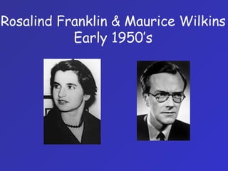Rosalind Franklin & Maurice Wilkins
Early 1950’s
 