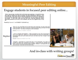 Engage students in focused peer editing online... And in-class with writing groups! Replies Meaningful Peer Editing 