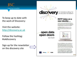 What we’re working onMaking the metadata more open and easier to reuse.Developing collection management