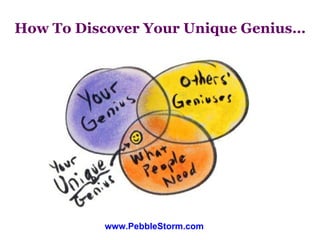 How To Discover Your Unique Genius… www.PebbleStorm.com 