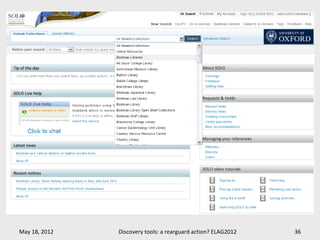May 18, 2012   Discovery tools: a rearguard action? ELAG2012   36
 