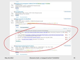 May 18, 2012   Discovery tools: a rearguard action? ELAG2012   45
 