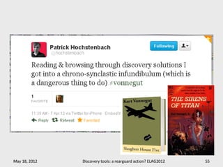 May 18, 2012   Discovery tools: a rearguard action? ELAG2012   55
 