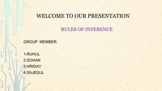 WELCOME TO OUR PRESENTATION
RULES OF INFERENCE
GROUP MEMBER:
1.RUHUL
2.SOHAN
3.HRIDAY
4.SAJEDUL
 