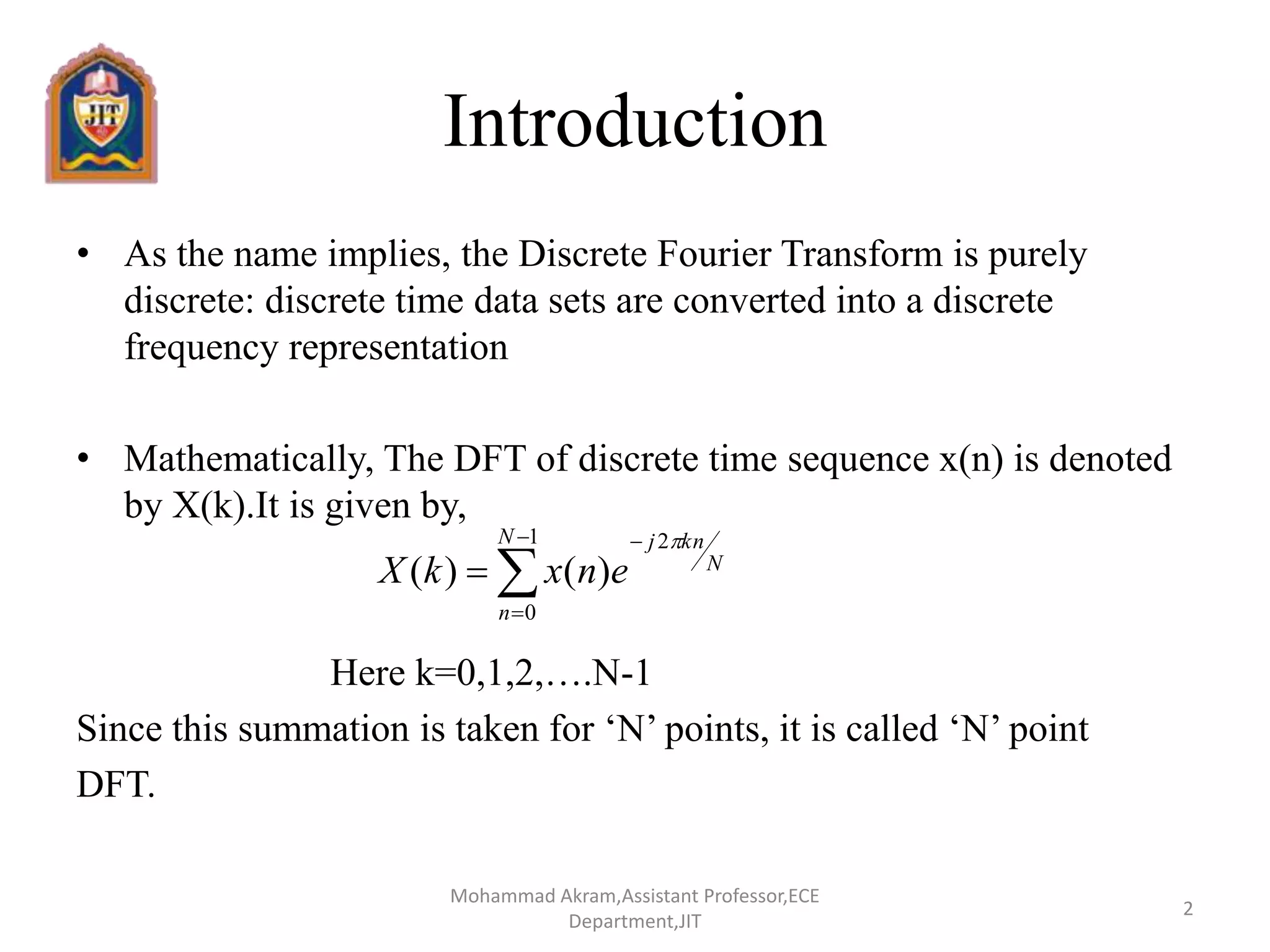 Discrete fourier transform | PPTX