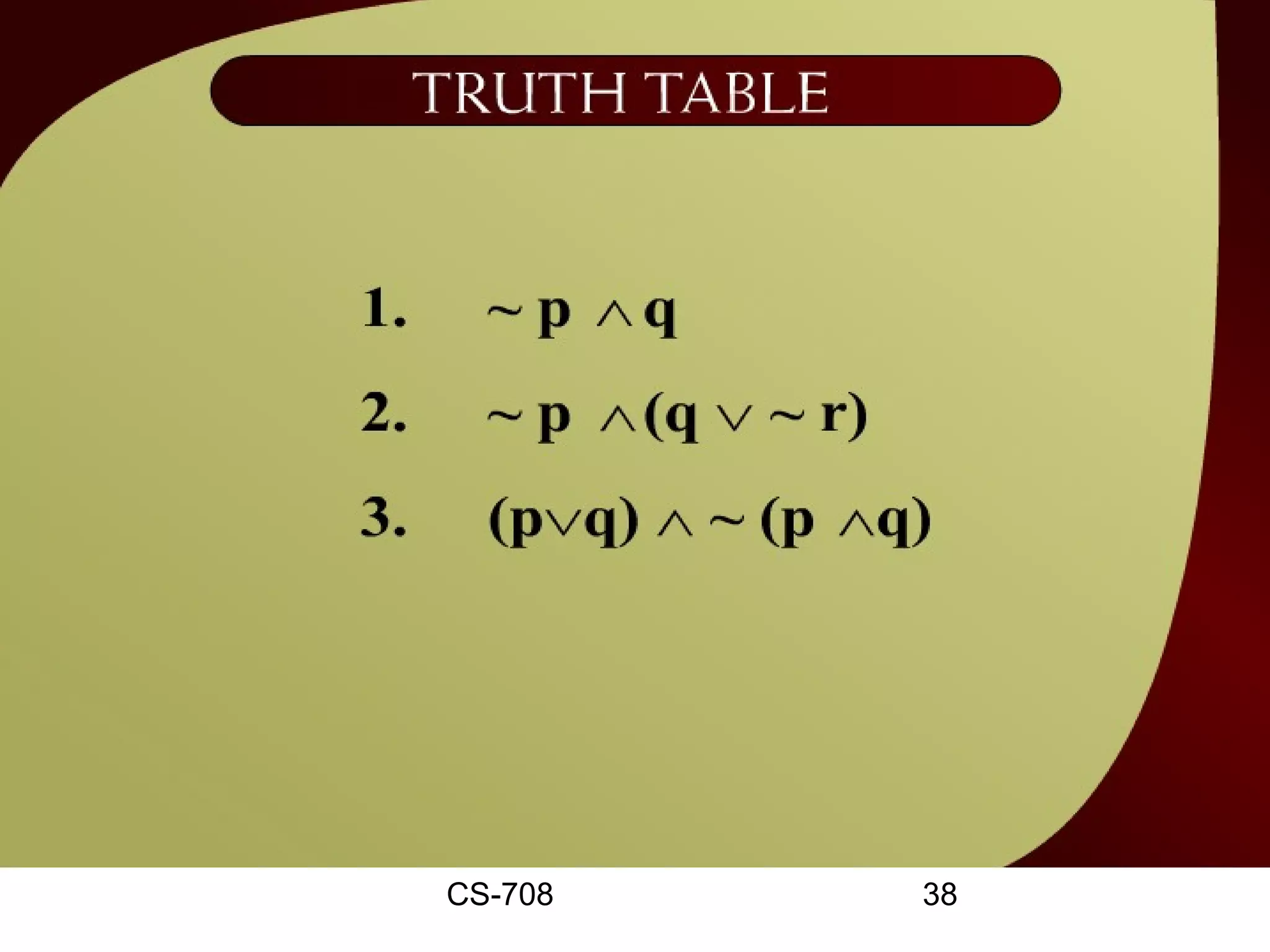 Truth Table




CS-708        38
 