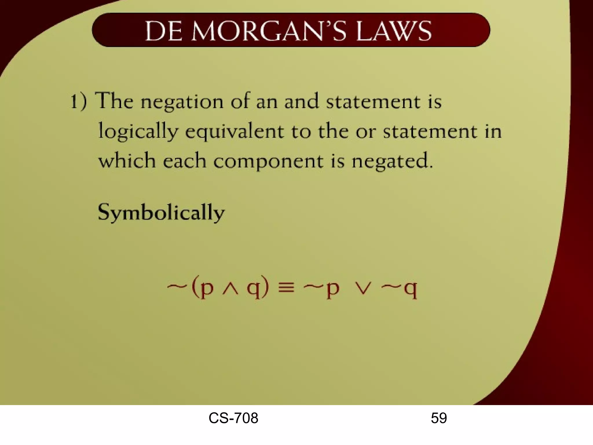De Morgan’s Laws – 2 - 9




      CS-708       59
 