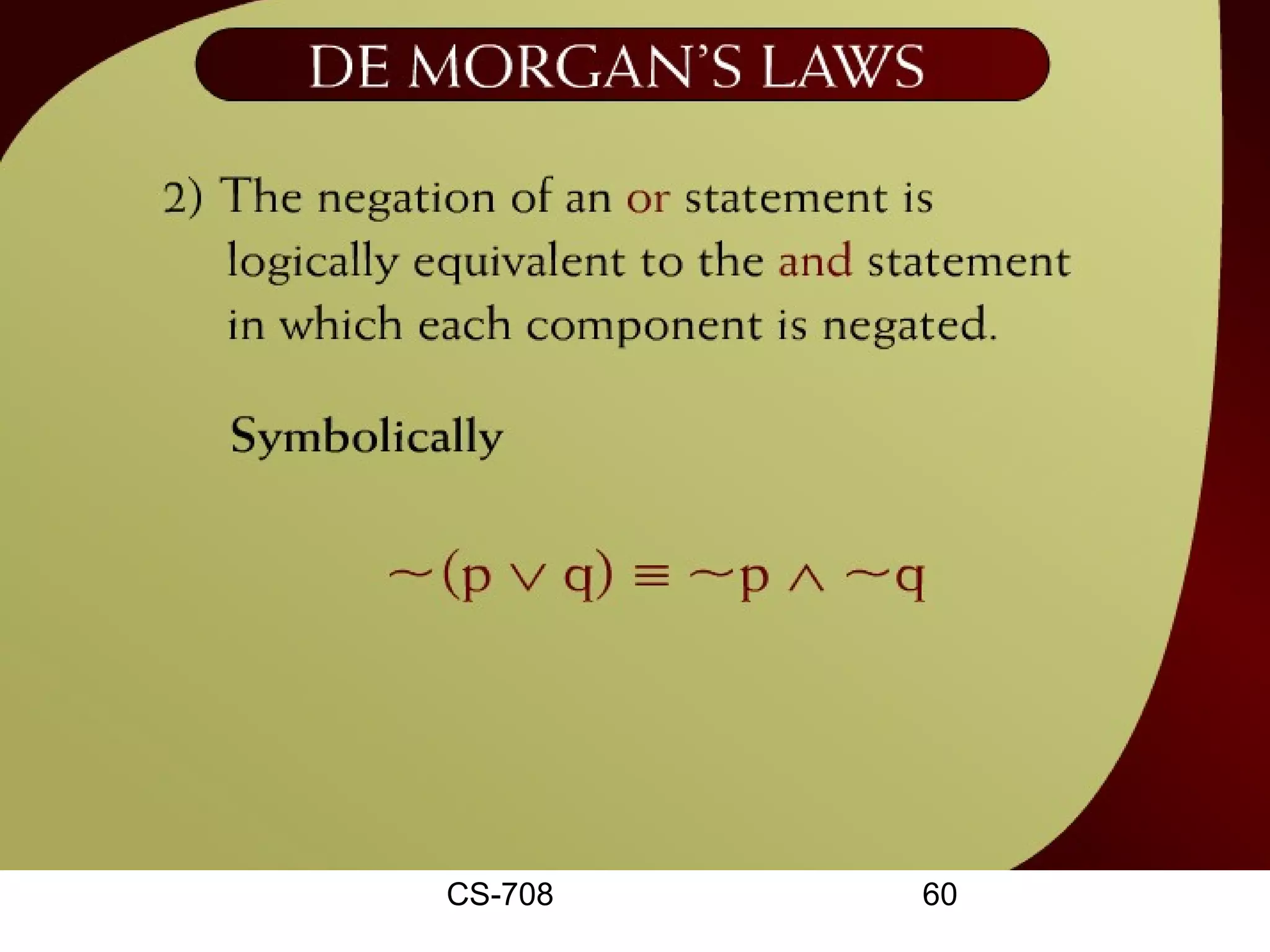 De Morgan’s Laws – 2 - 9a




       CS-708       60
 