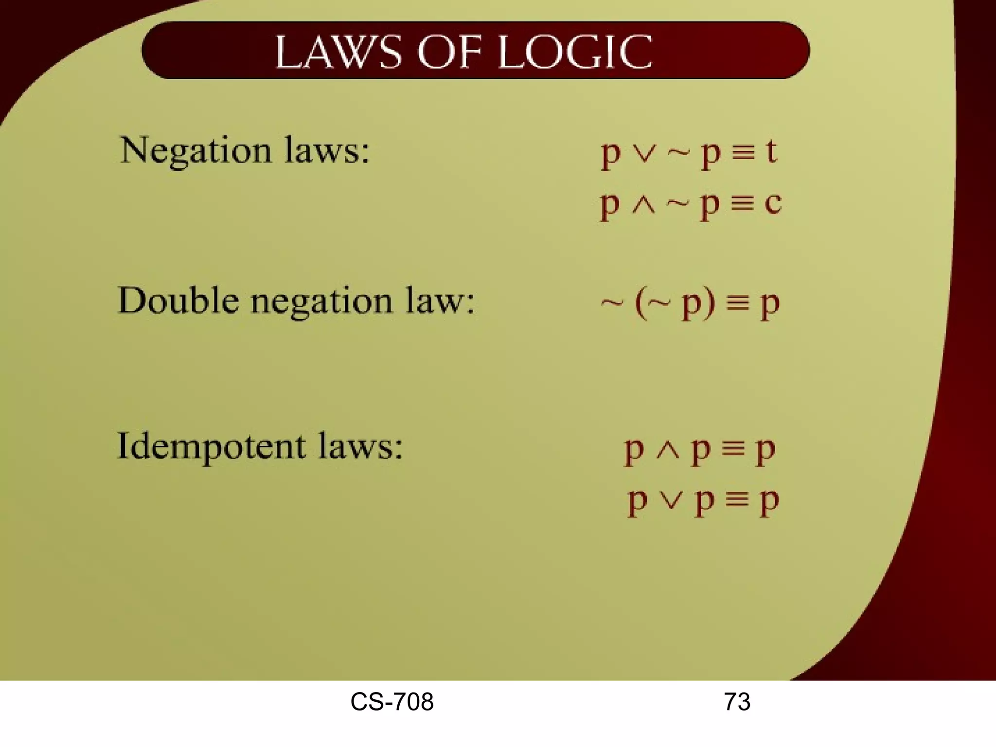 Laws of Logic – 2 - 25b




      CS-708       73
 