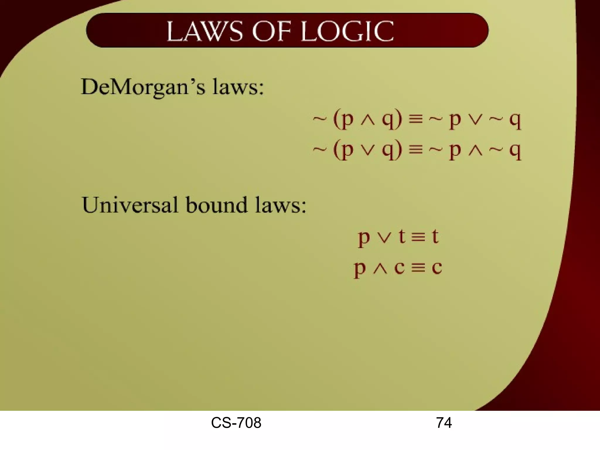 Laws of Logic – 2 - 25c




      CS-708       74
 