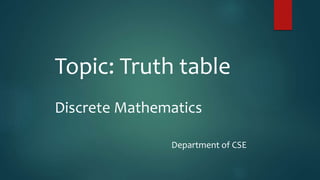 Discrete math Truth Table | PPT