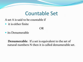 Pigeonhole Principle,Cardinality,Countability | PPTX