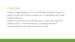 Function Discrete Math Map Discrete mathematics OR Structure | PPTX
