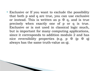 Discrete Mathematics - Operation of propositions | PPTX