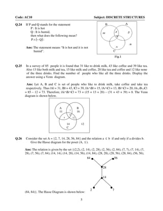Discrete Math Quiz Example Discrete maths questions | PDF