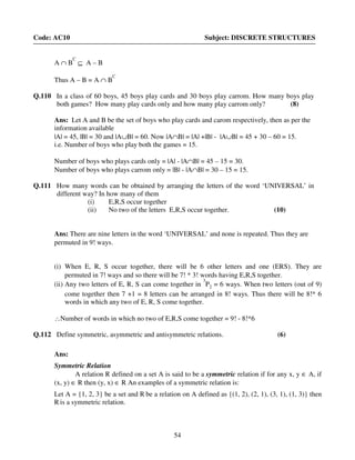 Discrete Math Quiz Example Discrete maths questions | PDF