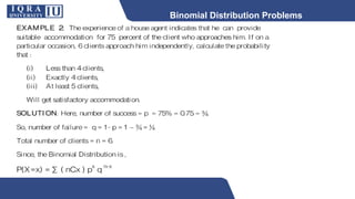 Binomial Distribution Problems
 