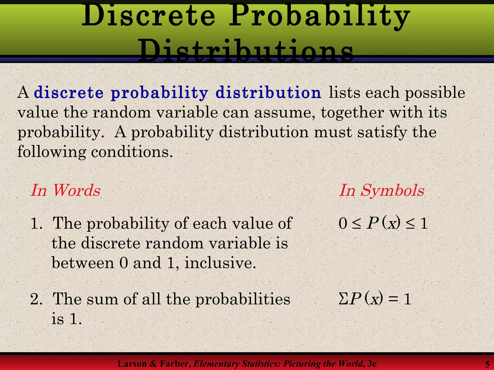 Discrete Probability Distributions | PPT