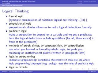 Discrete Structured Mathematics Subject COSC 50A | PDF