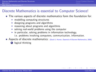 Discrete Structured Mathematics Subject COSC 50A | PDF