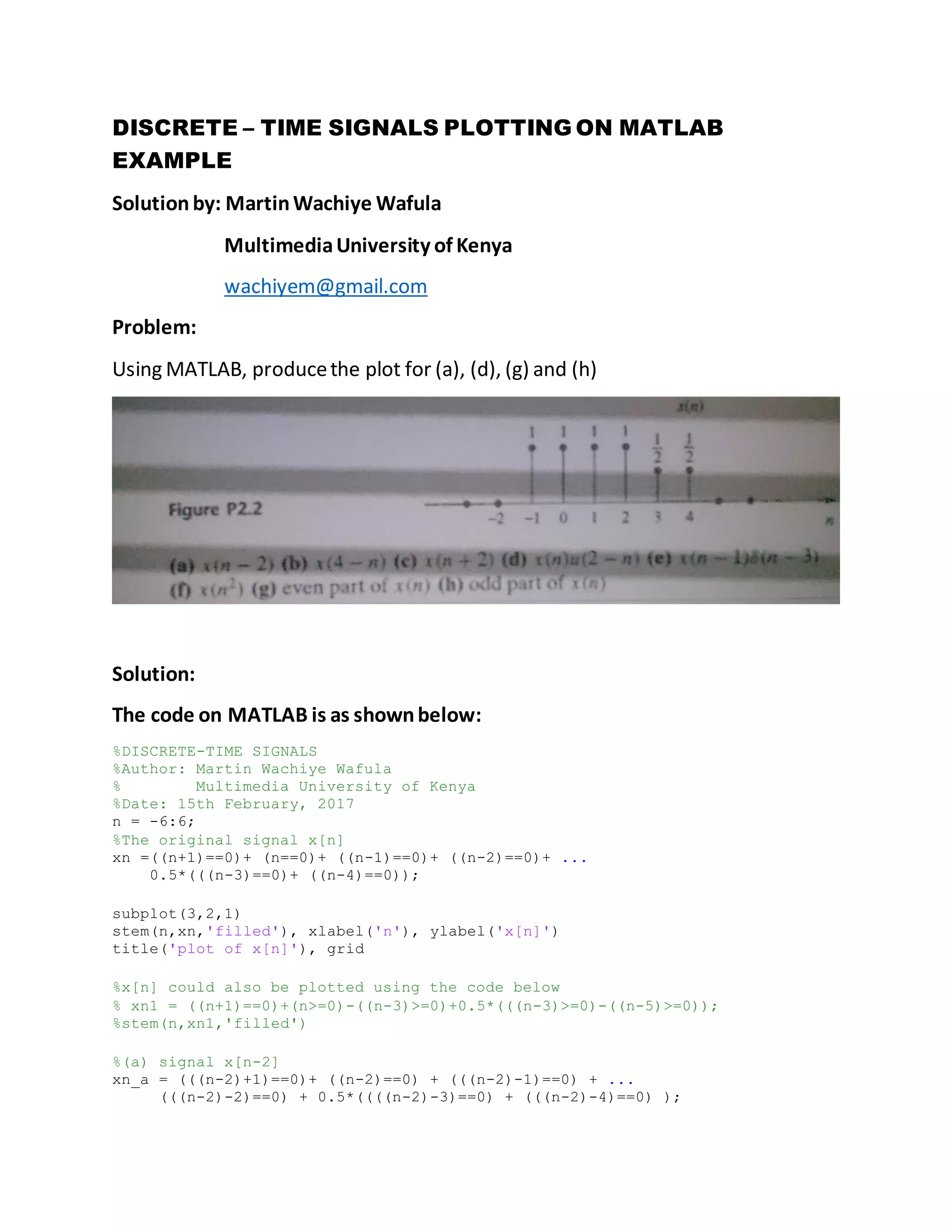 Discrete time signals on MATLAB | PDF
