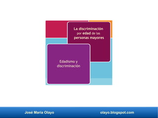 José María Olayo olayo.blogspot.com
La discriminación
por edad de las
personas mayores
Edadismo y
discriminación
 