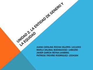 JUANA CATALINA ROCHA VALERIO- 1411003
MARLA DALMAU BUENSUCESO- 1480290
JAVIER GARCIA REYNA-1448991
PATRICIO TREVIÑO RODRIG...