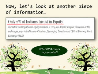 Now, let’s look at another piece
of information…
What IDEA comes
to your mind?
 