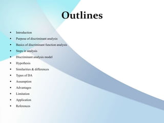 Discriminant function analysis (DFA) | PPTX