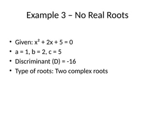 Understanding the Discriminant of Quadratic Equations: Nature and Types ...