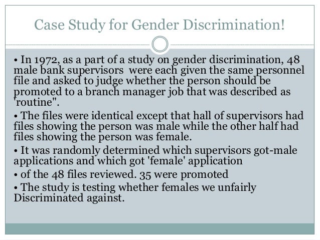 case study gender discrimination