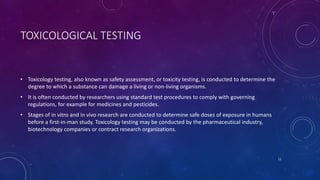 Toxicological Testing Methods Overview Discriptive toxicology | PPTX