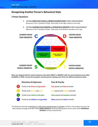 Disc Matrix Questions DISC Assesment (questions and the results) | PDF