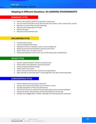 DISC Assesment (questions and the results) | PDF