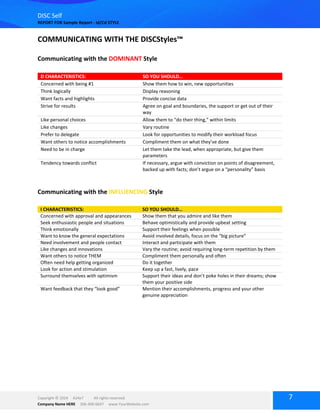 DISC Assesment (questions and the results) | PDF