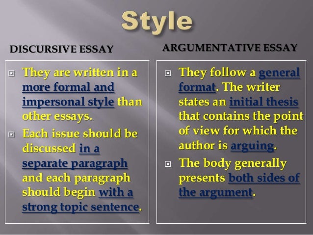 what is the difference between argumentative and discursive essay